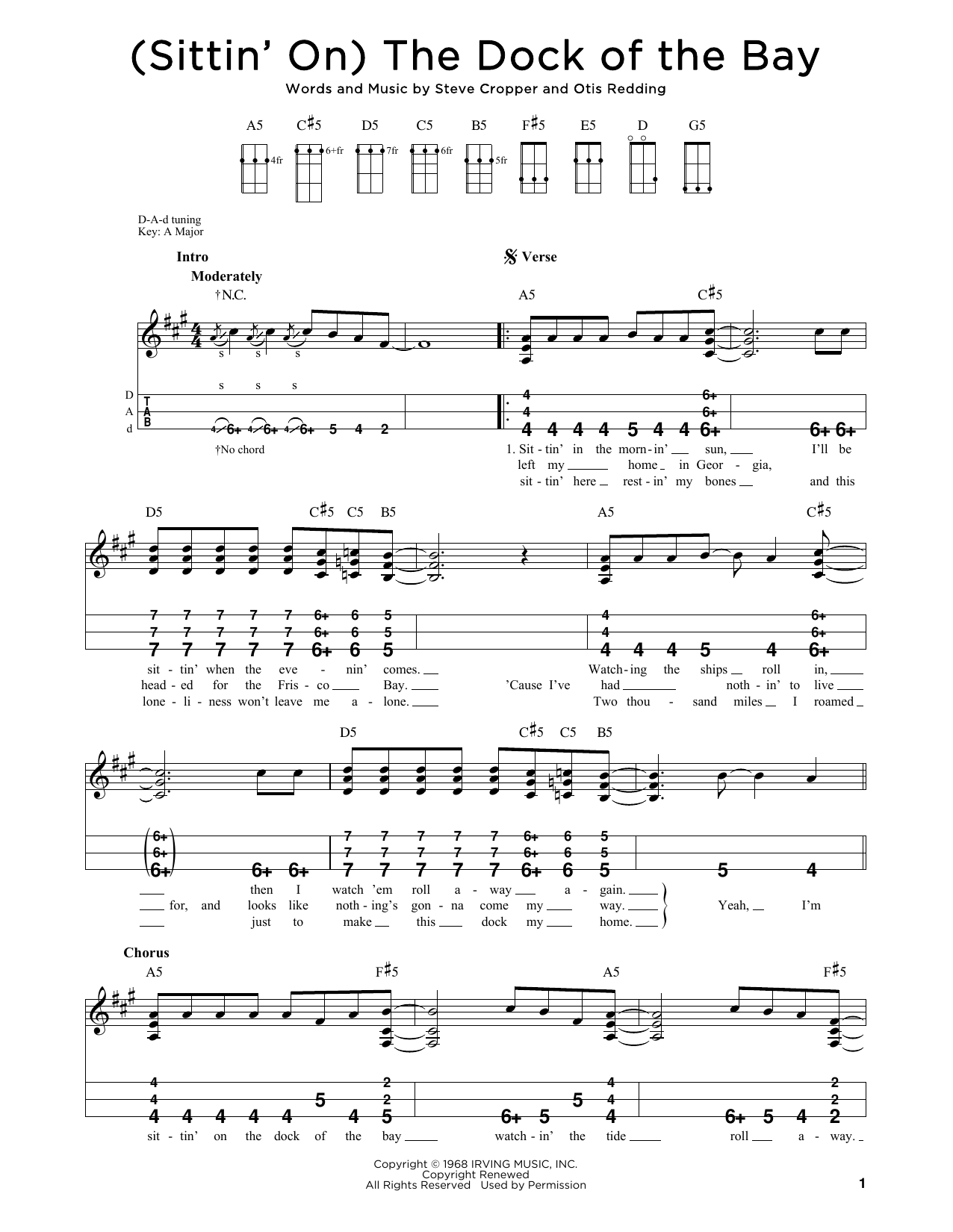 Otis Redding (Sittin' On) The Dock Of The Bay (arr. Steven B. Eulberg) Sheet Music Notes & Chords for Dulcimer - Download or Print PDF