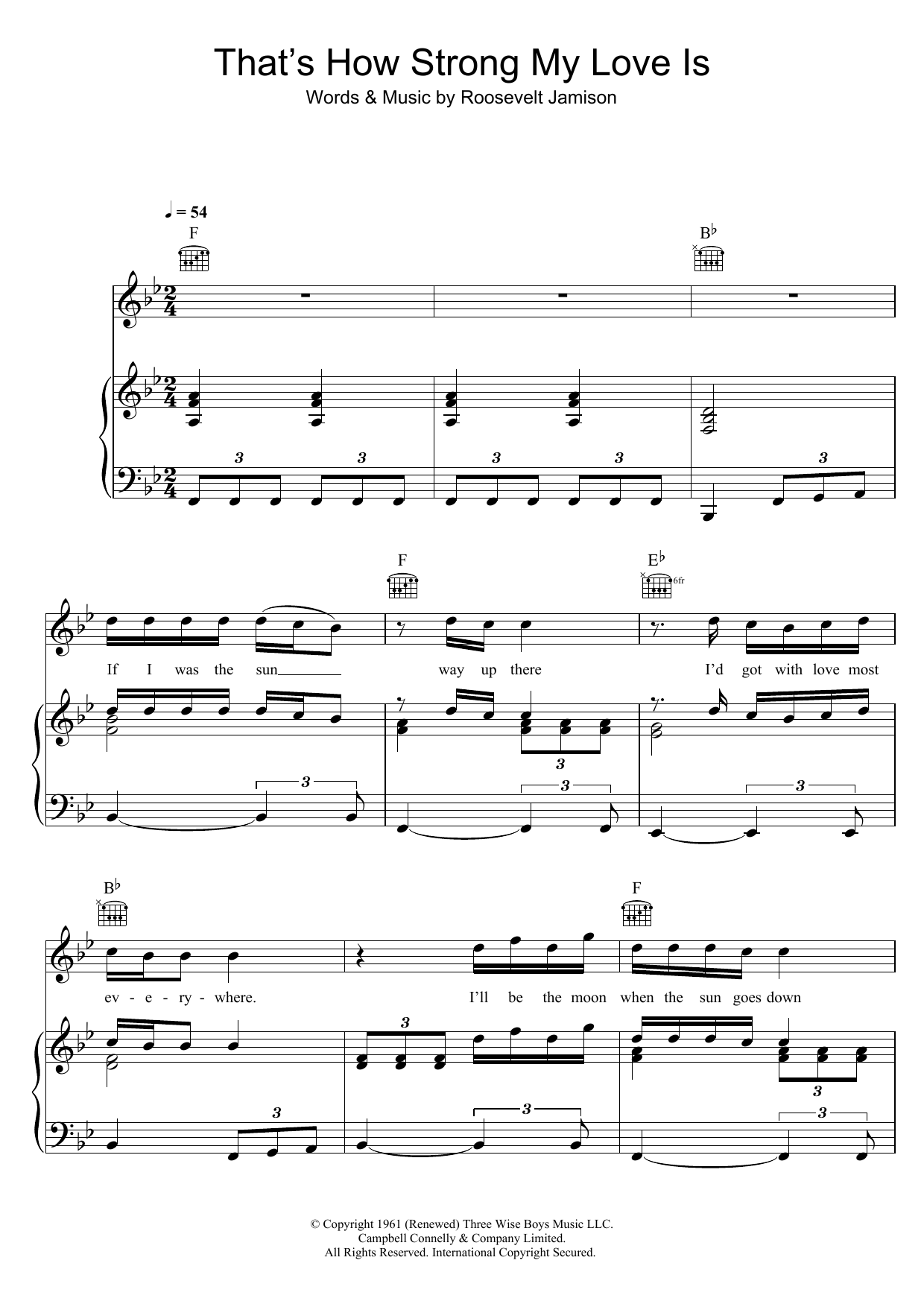 Otis Redding That's How Strong My Love Is Sheet Music Notes & Chords for Piano, Vocal & Guitar (Right-Hand Melody) - Download or Print PDF