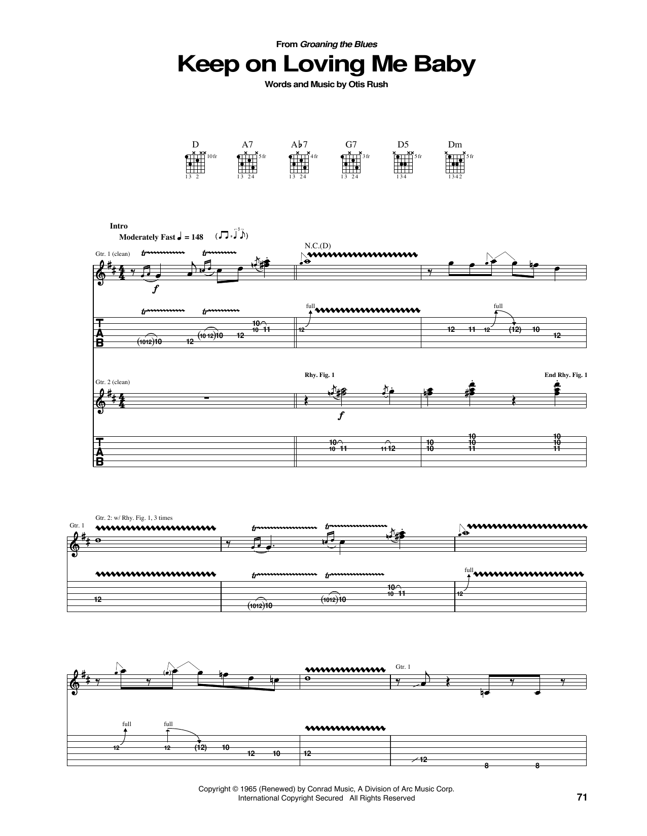 Otis Rush Keep On Loving Me Baby Sheet Music Notes & Chords for Guitar Tab - Download or Print PDF Otis Rush Keep On Loving Me Baby Sheet Music Notes & Chords for Guitar Tab - Download or Print PDF