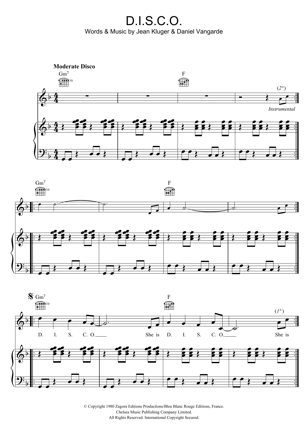 Ottawan D.I.S.C.O. Sheet Music Notes & Chords for Keyboard - Download or Print PDF