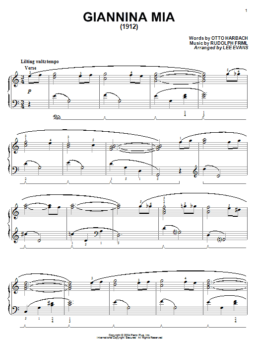 Otto Harbach Giannina Mia Sheet Music Notes & Chords for Piano - Download or Print PDF