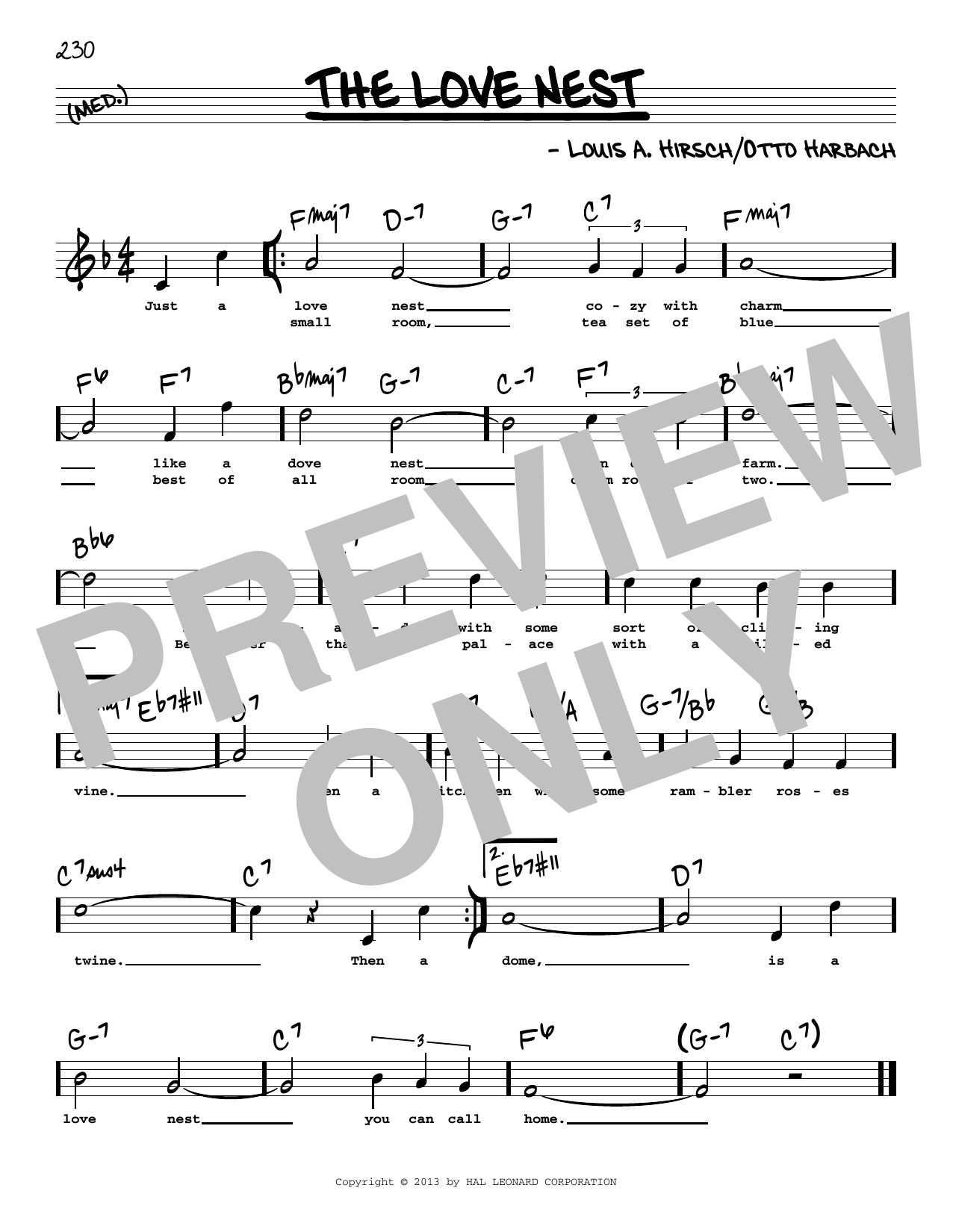 Otto Harbach The Love Nest (High Voice) Sheet Music Notes & Chords for Real Book – Melody, Lyrics & Chords - Download or Print PDF