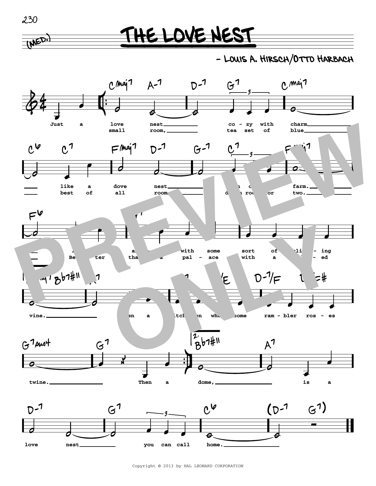Otto Harbach The Love Nest (Low Voice) Sheet Music Notes & Chords for Real Book – Melody, Lyrics & Chords - Download or Print PDF