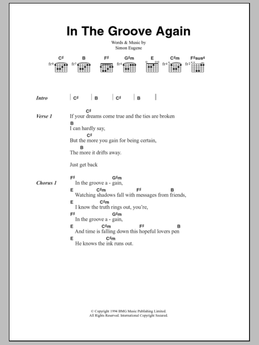 Out Of My Hair In The Groove Again Sheet Music Notes & Chords for Lyrics & Chords - Download or Print PDF