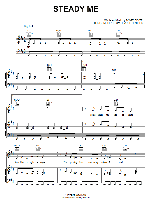 Out Of The Grey Steady Me Sheet Music Notes & Chords for Piano, Vocal & Guitar (Right-Hand Melody) - Download or Print PDF
