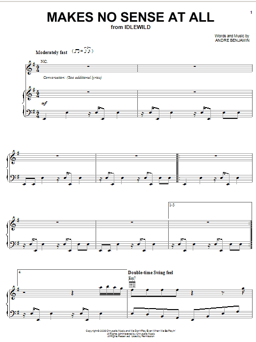 OutKast Makes No Sense At All Sheet Music Notes & Chords for Piano, Vocal & Guitar (Right-Hand Melody) - Download or Print PDF