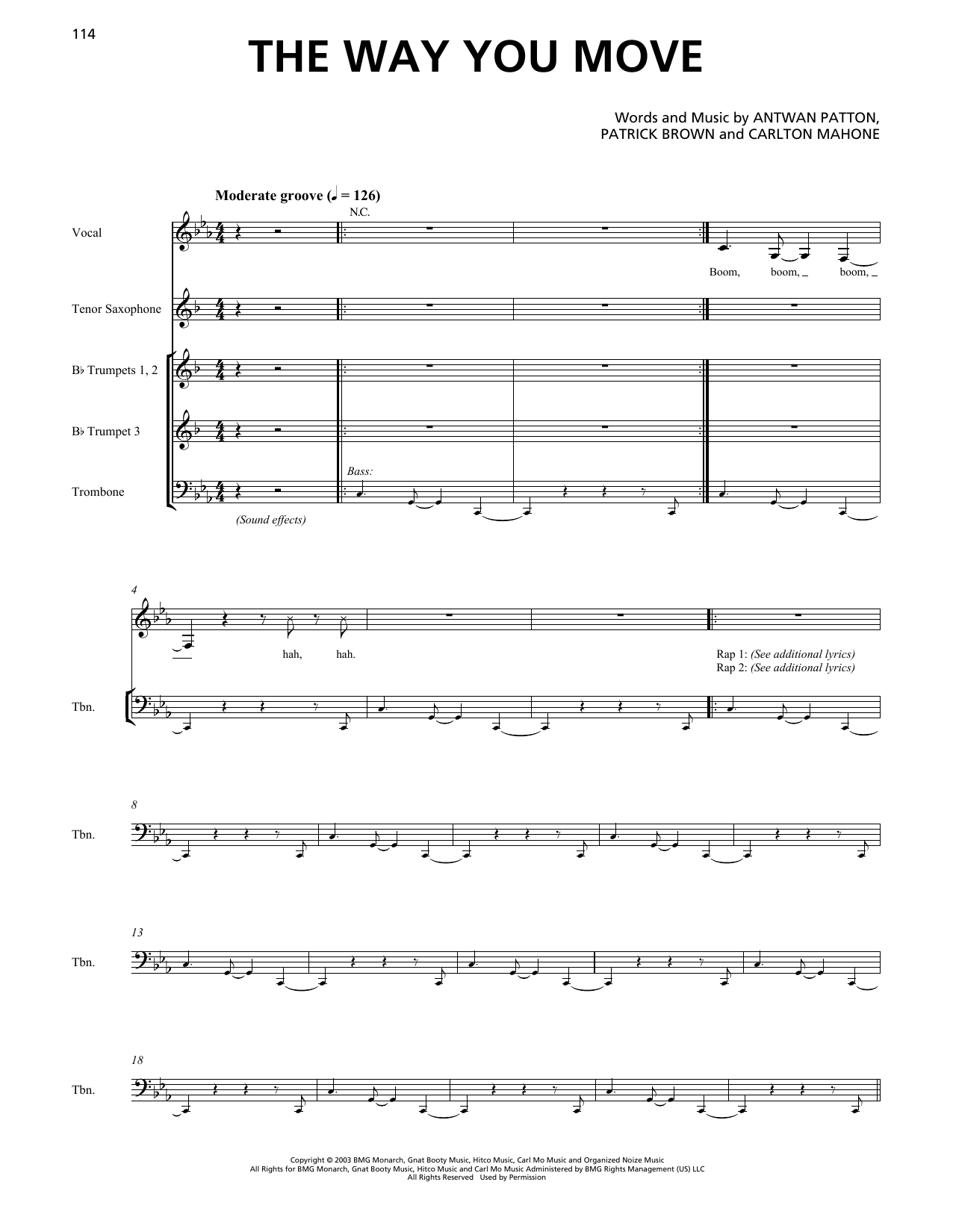 OutKast The Way You Move (feat. Sleepy Brown) (Horn Section) Sheet Music Notes & Chords for Transcribed Score - Download or Print PDF