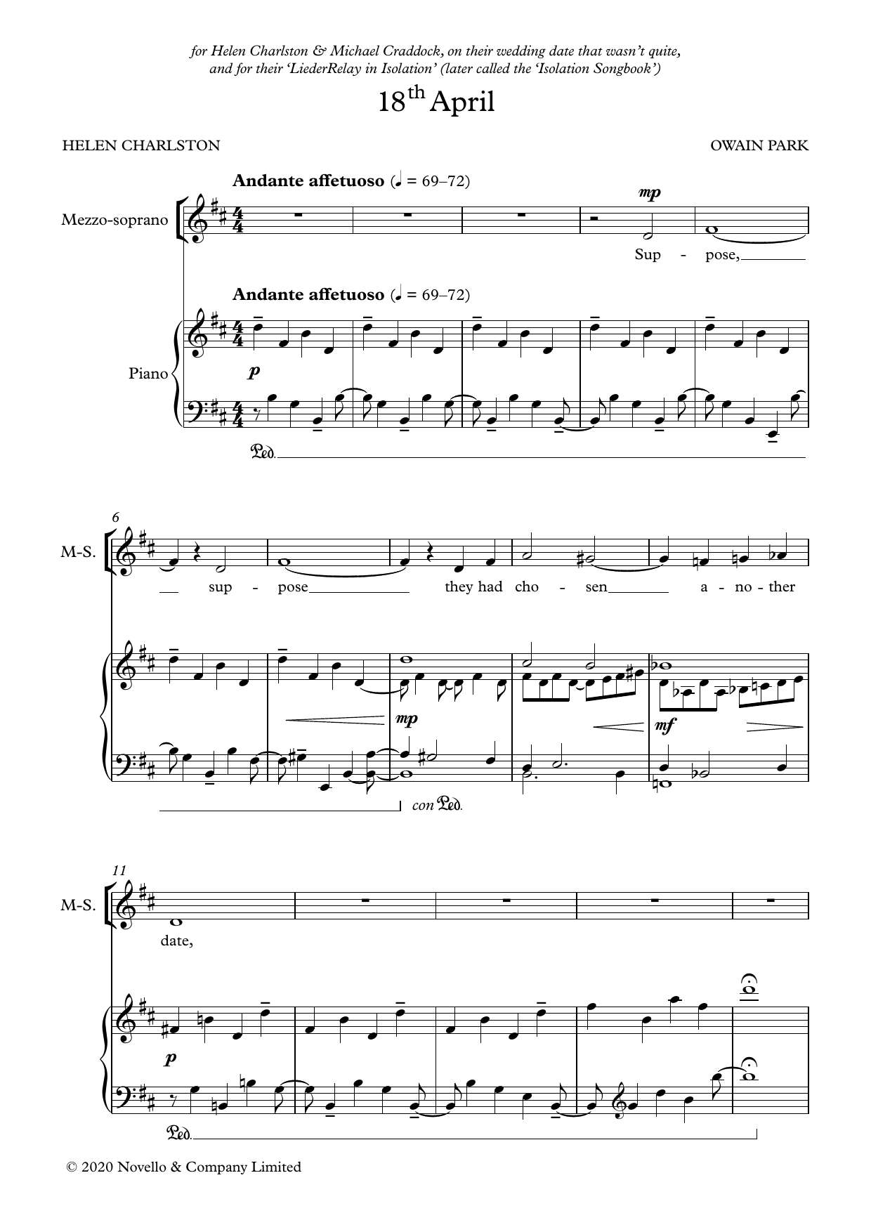 Owain Park 18th April Sheet Music Notes & Chords for Vocal Duet - Download or Print PDF