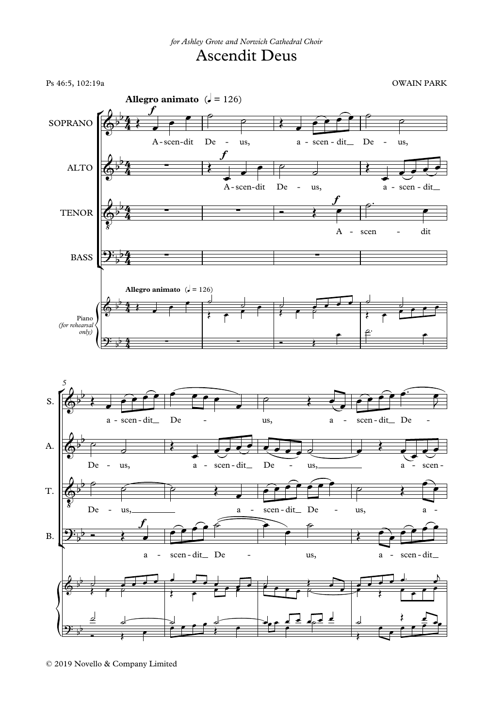 Owain Park Ascendit Deus Sheet Music Notes & Chords for SATB Choir - Download or Print PDF