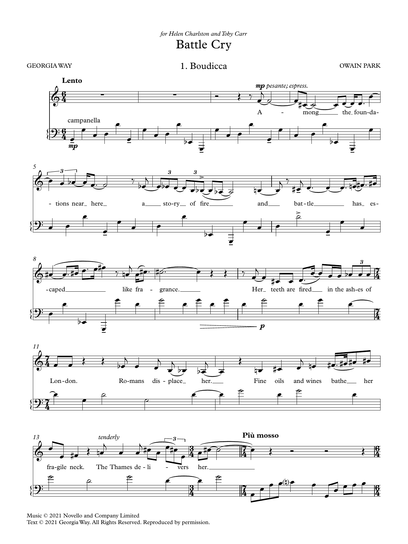 Owain Park Battle Cry Sheet Music Notes & Chords for Piano, Vocal & Guitar Chords (Right-Hand Melody) - Download or Print PDF