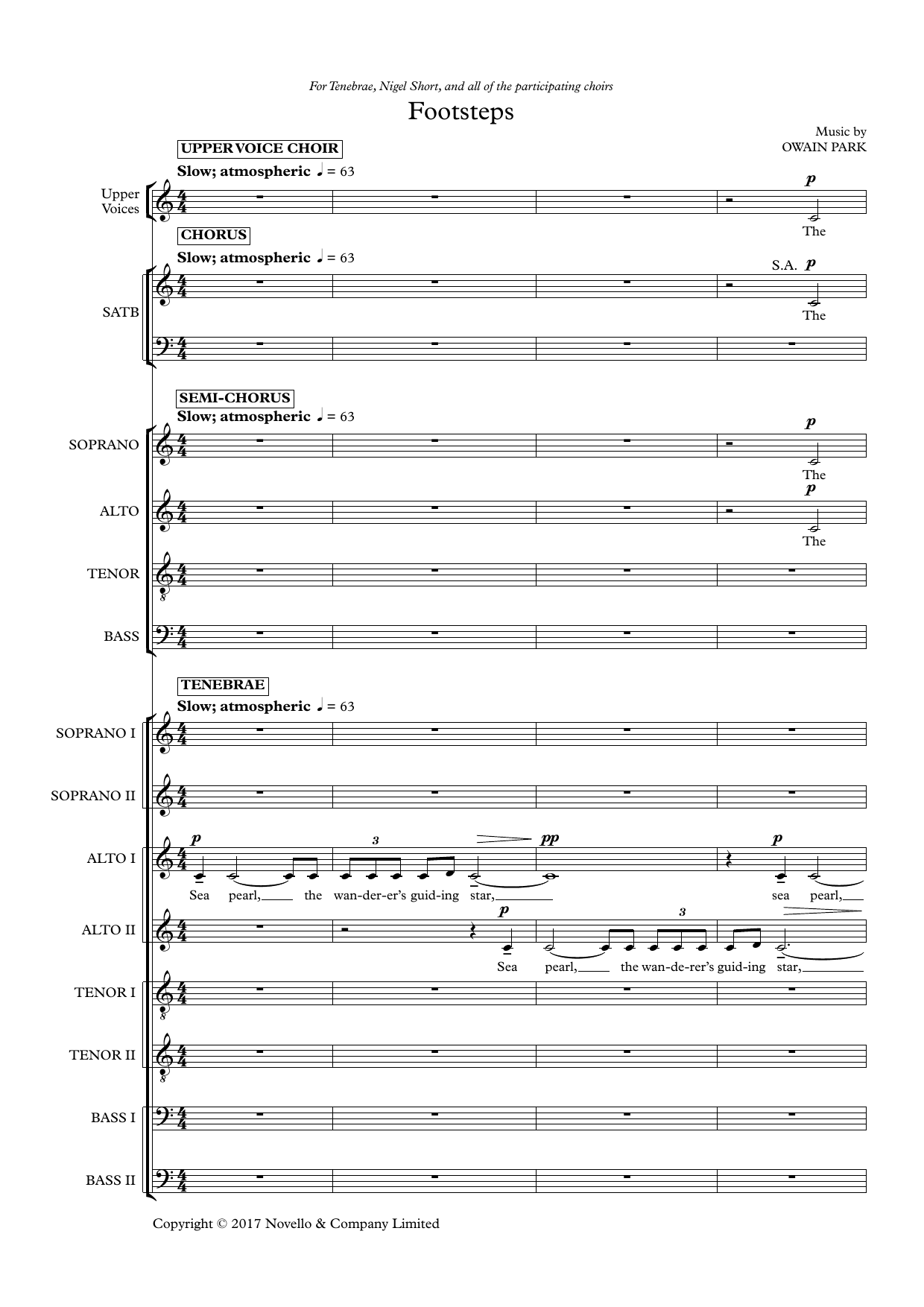Owain Park Footsteps Sheet Music Notes & Chords for SATB Choir - Download or Print PDF