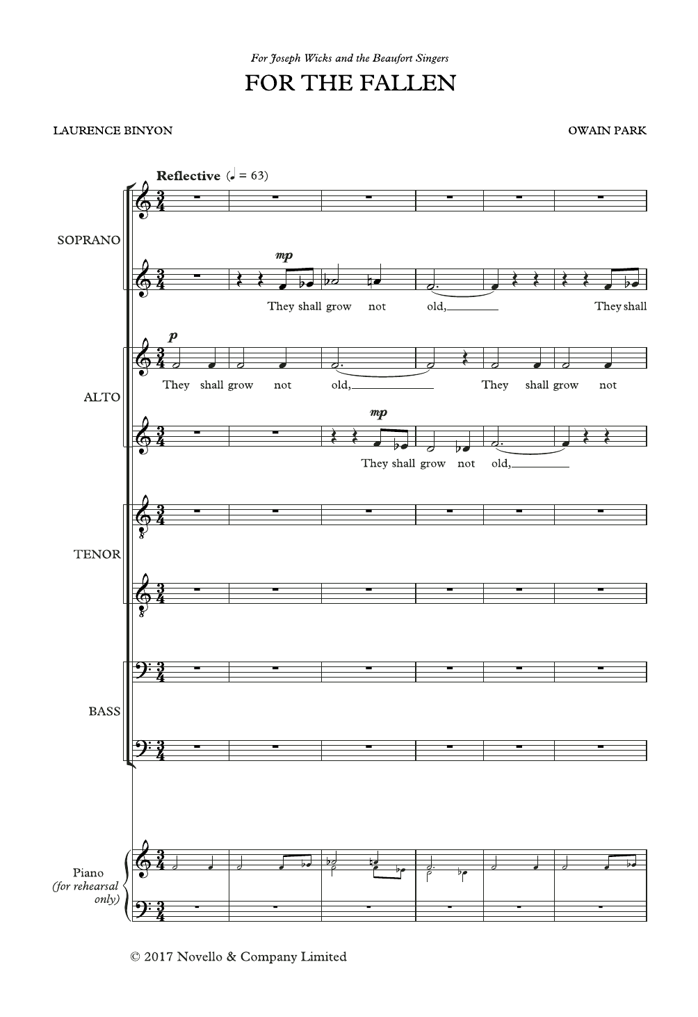 Owain Park For The Fallen Sheet Music Notes & Chords for SATB Choir - Download or Print PDF
