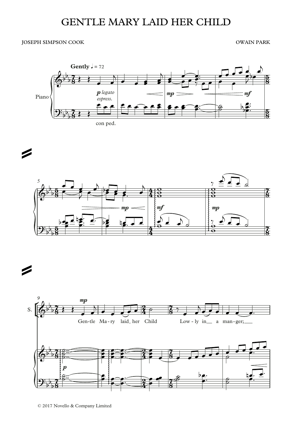Owain Park Gentle Mary Laid Her Child Sheet Music Notes & Chords for SATB Choir - Download or Print PDF