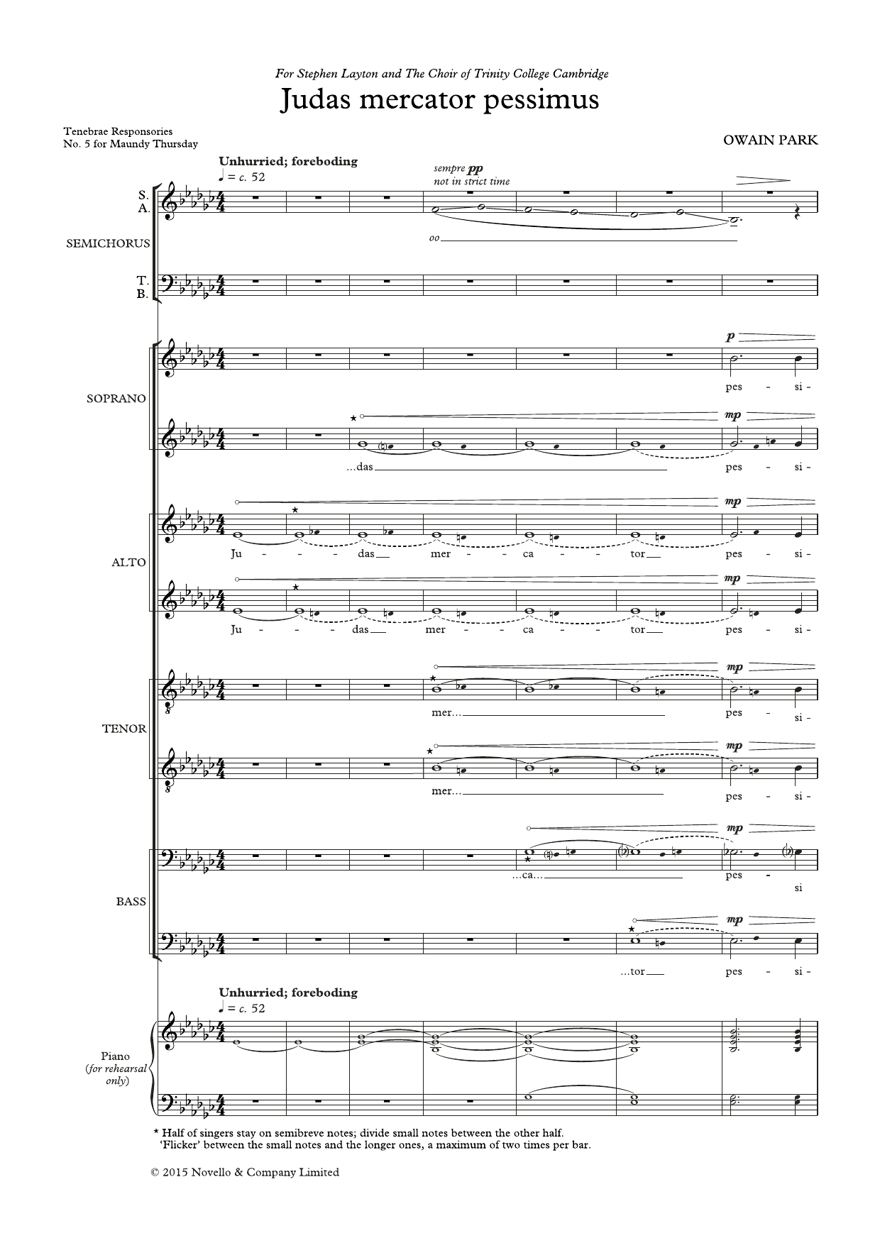 Owain Park Judas Mercator Pessimus Sheet Music Notes & Chords for SATB Choir - Download or Print PDF