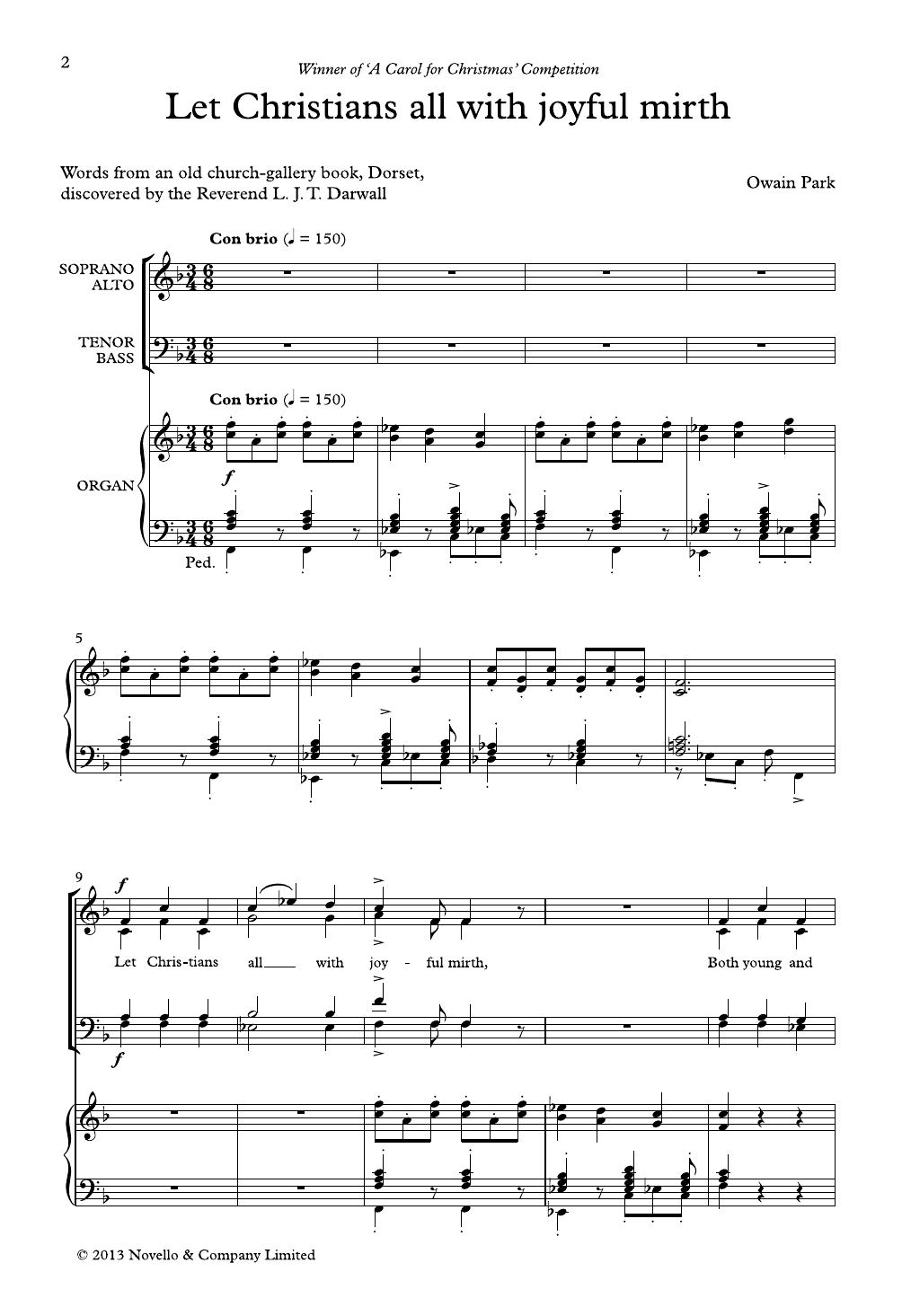 Owain Park Let Christians All With Joyful Mirth Sheet Music Notes & Chords for SATB Choir - Download or Print PDF