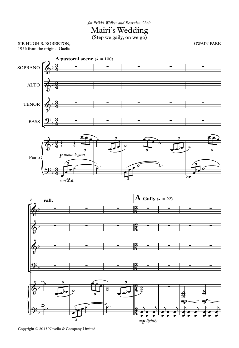 Owain Park Mairi's Wedding (Step we gaily, on we go) Sheet Music Notes & Chords for SATB Choir - Download or Print PDF
