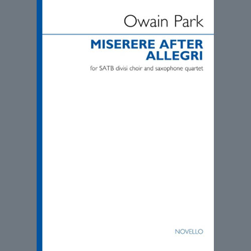 Owain Park, Miserere after Allegri (Score), SATB Choir