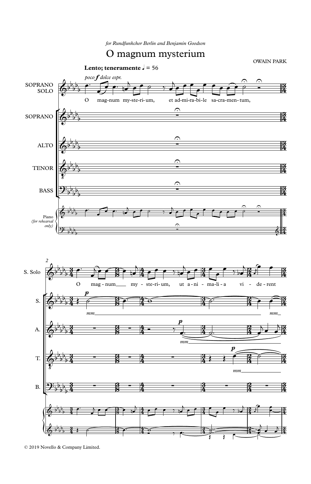 Owain Park O Magnum Mysterium Sheet Music Notes & Chords for SATB Choir - Download or Print PDF