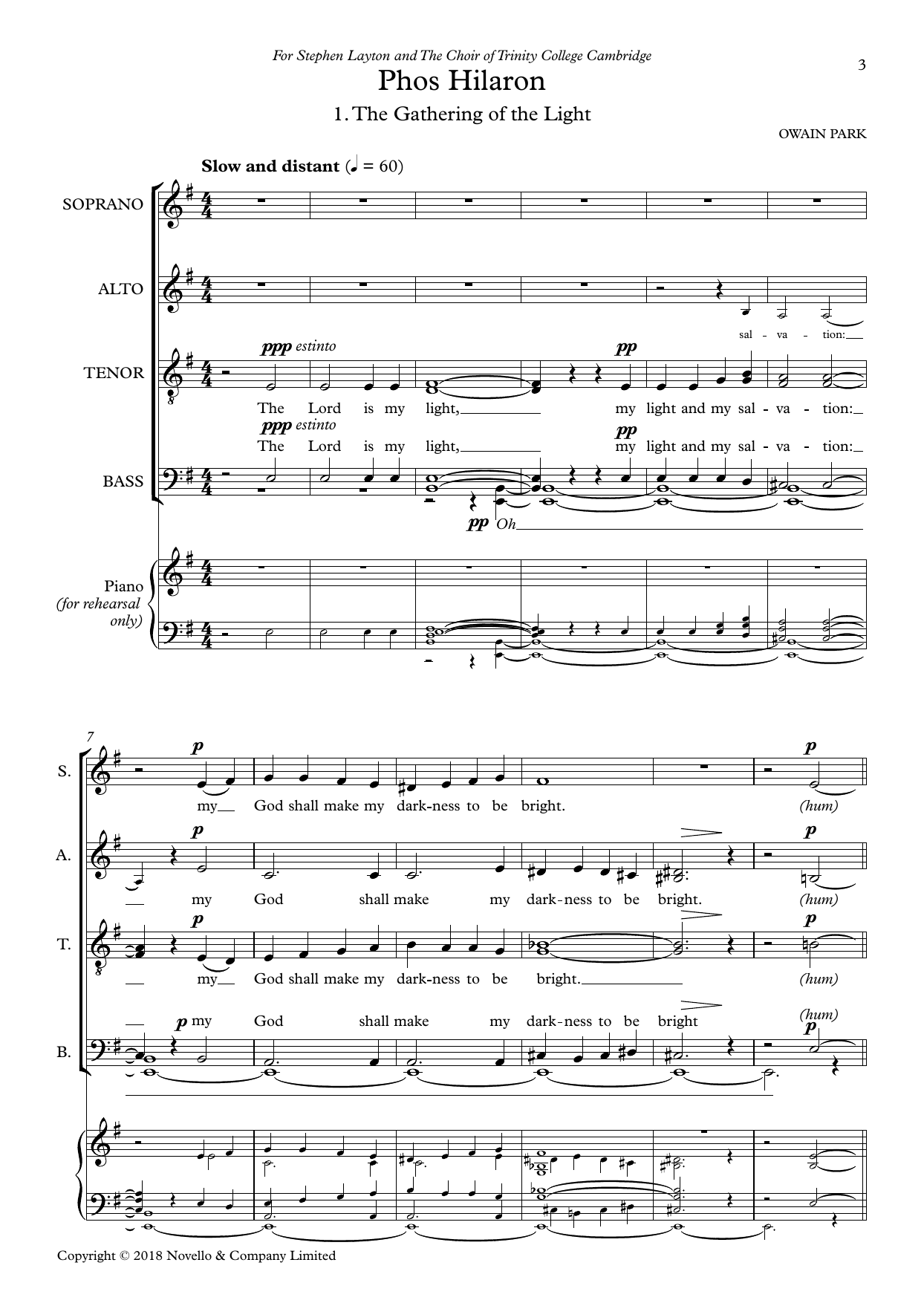 Owain Park Phos Hilaron Sheet Music Notes & Chords for SATB Choir - Download or Print PDF