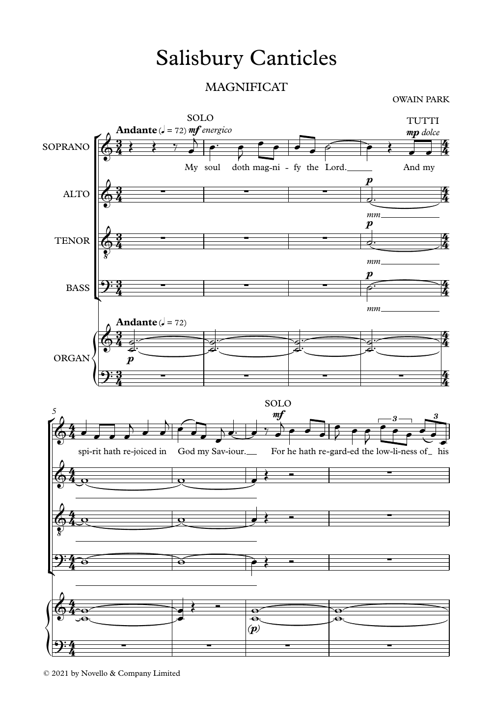 Owain Park Salisbury Canticles Sheet Music Notes & Chords for SATB Choir - Download or Print PDF