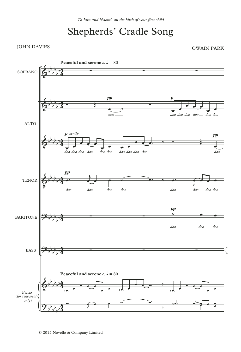 Owain Park Shepherd's Cradle Sheet Music Notes & Chords for SATBB Choir - Download or Print PDF