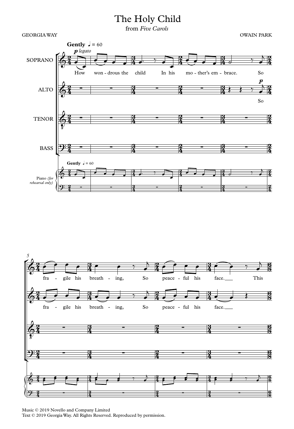 Owain Park The Holy Child Sheet Music Notes & Chords for SATB Choir - Download or Print PDF