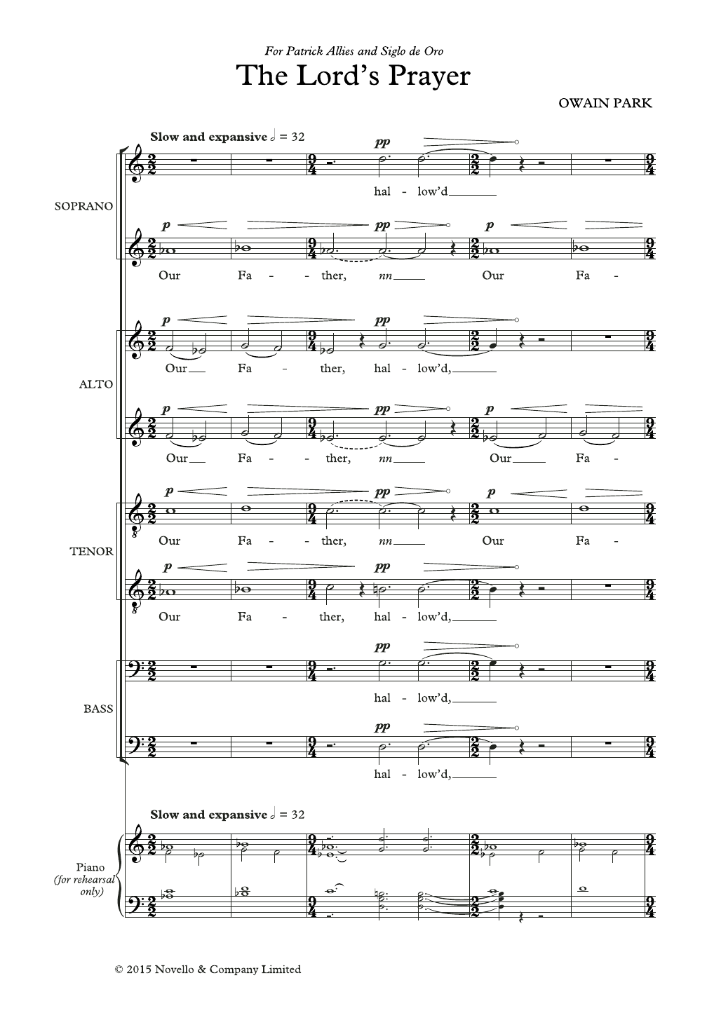 Owain Park The Lord's Prayer Sheet Music Notes & Chords for SATB Choir - Download or Print PDF