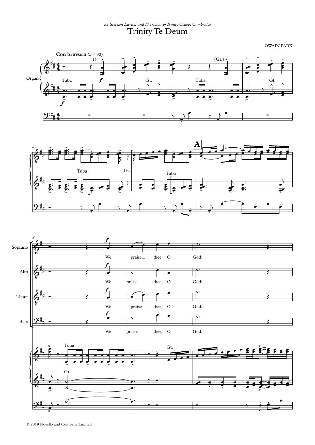 Owain Park Trinity Te Deum Sheet Music Notes & Chords for SATB Choir - Download or Print PDF