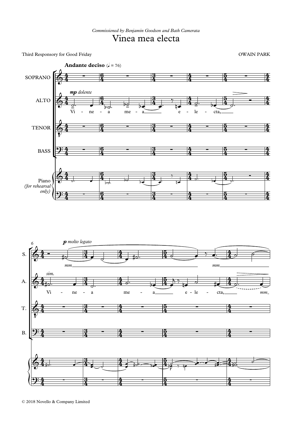 Owain Park Vinea mea electa Sheet Music Notes & Chords for SATB Choir - Download or Print PDF
