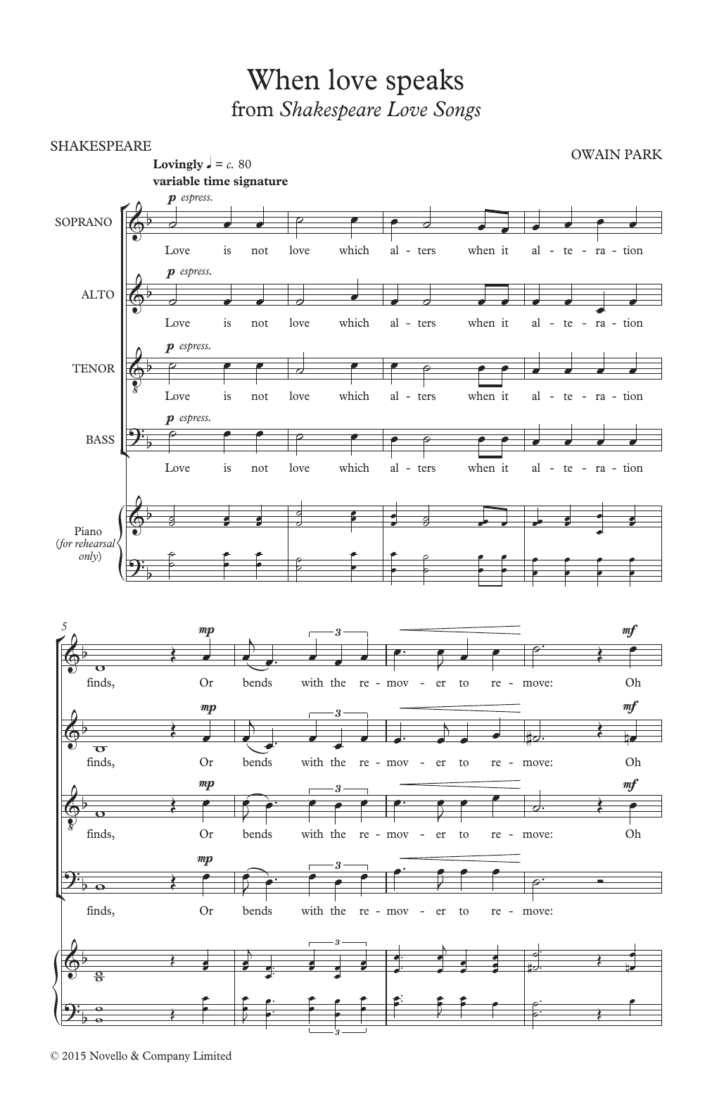 Owain Park When Love Speaks Sheet Music Notes & Chords for SATB Choir - Download or Print PDF
