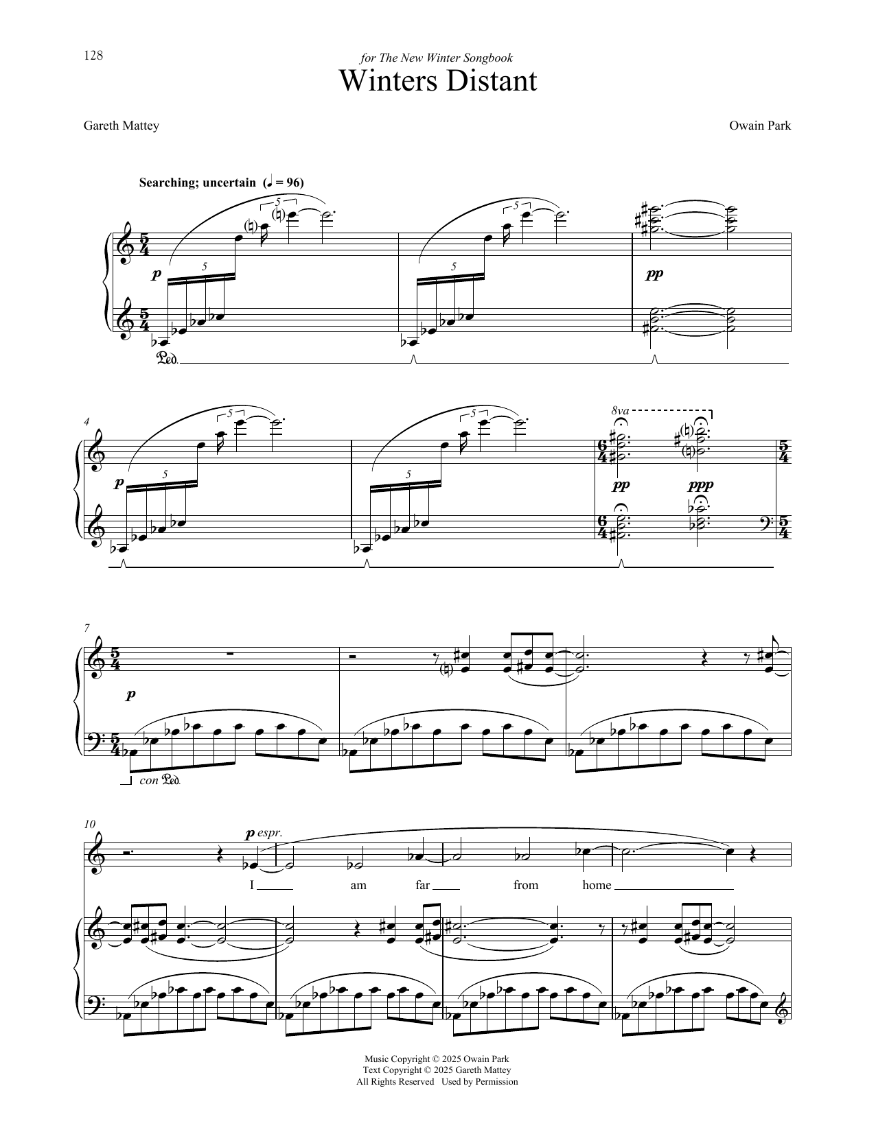 Owain Park Winters Distant Sheet Music Notes & Chords for Piano & Vocal - Download or Print PDF