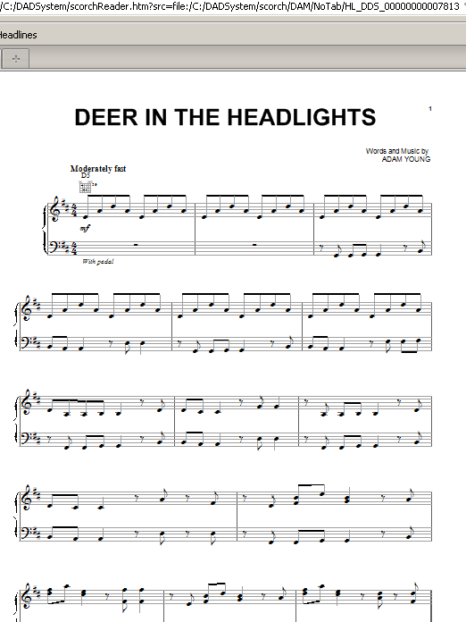 Owl City Deer In The Headlights Sheet Music Notes & Chords for Piano, Vocal & Guitar (Right-Hand Melody) - Download or Print PDF