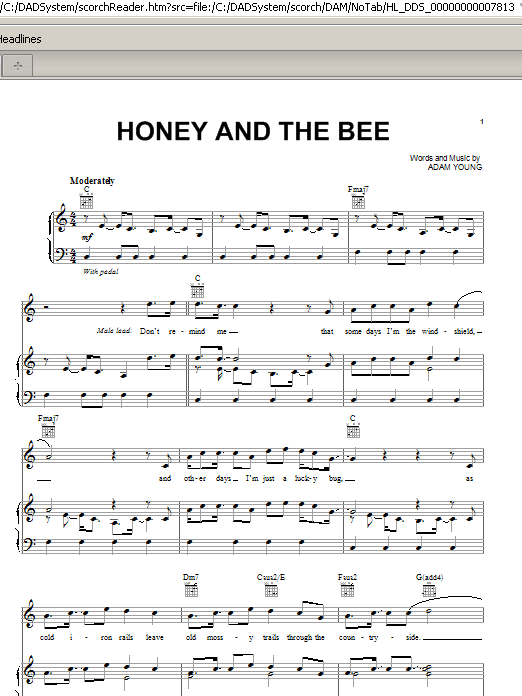 Owl City Honey And The Bee Sheet Music Notes & Chords for Piano, Vocal & Guitar (Right-Hand Melody) - Download or Print PDF