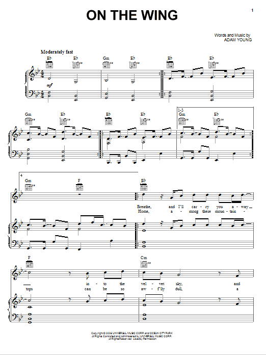 Owl City On The Wing Sheet Music Notes & Chords for Easy Piano - Download or Print PDF