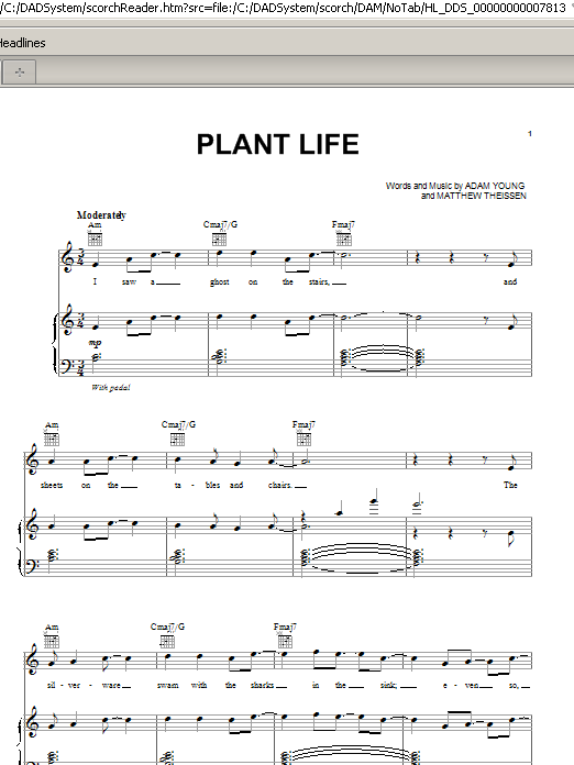 Owl City Plant Life Sheet Music Notes & Chords for Piano, Vocal & Guitar (Right-Hand Melody) - Download or Print PDF