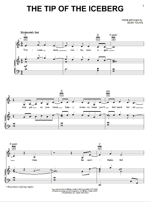 Owl City The Tip Of The Iceberg Sheet Music Notes & Chords for Easy Piano - Download or Print PDF