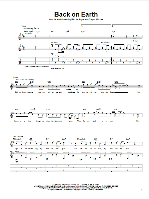 Ozzy Osbourne Back On Earth Sheet Music Notes & Chords for Guitar Tab - Download or Print PDF