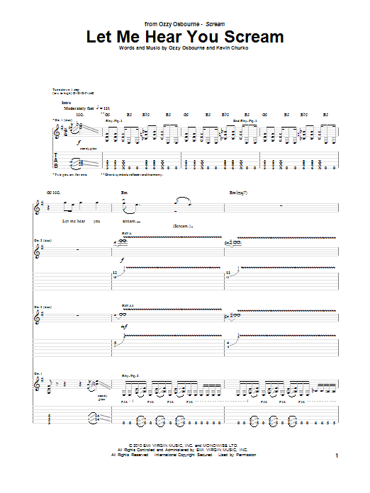 Ozzy Osbourne Let Me Hear You Scream Sheet Music Notes & Chords for Guitar Tab - Download or Print PDF Ozzy Osbourne Let Me Hear You Scream Sheet Music Notes & Chords for Guitar Tab - Download or Print PDF