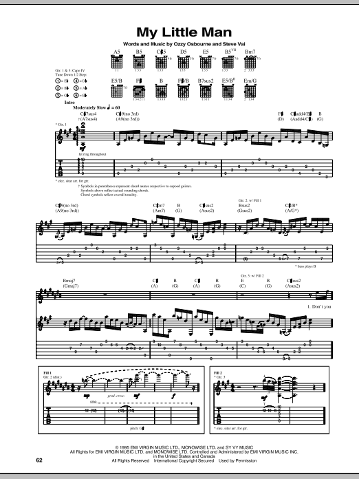 Ozzy Osbourne My Little Man Sheet Music Notes & Chords for Guitar Tab - Download or Print PDF