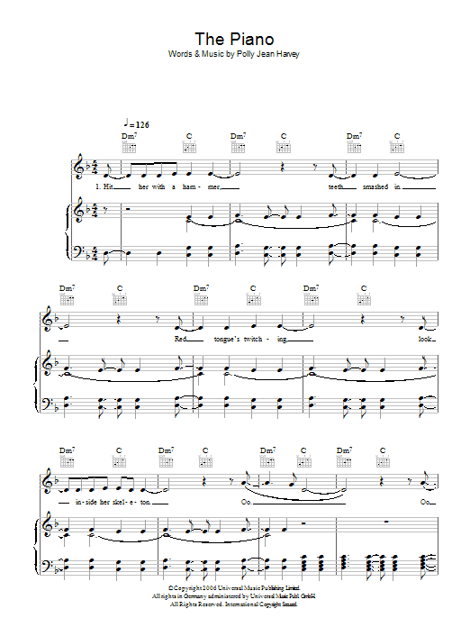 P J Harvey The Piano Sheet Music Notes & Chords for Piano, Vocal & Guitar - Download or Print PDF P J Harvey The Piano Sheet Music Notes & Chords for Piano, Vocal & Guitar - Download or Print PDF