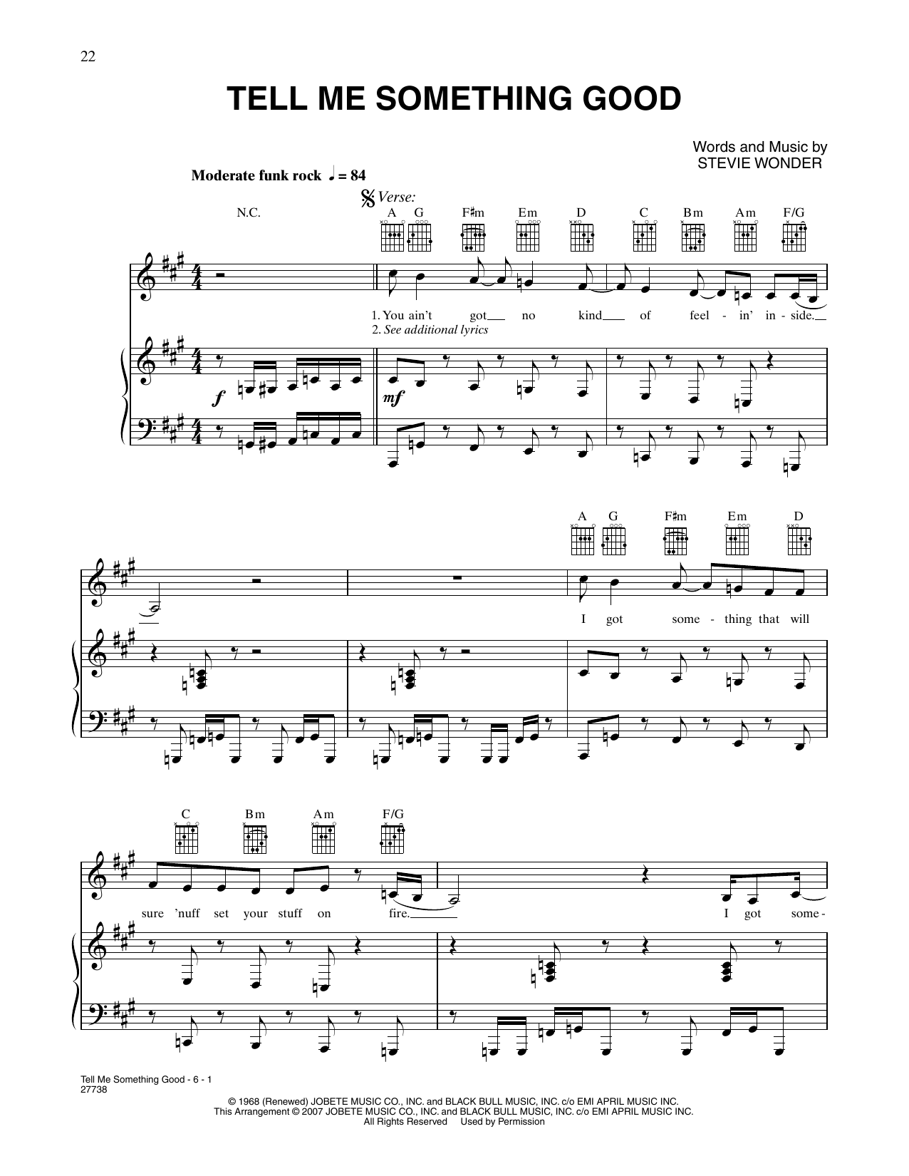 P!nk Tell Me Something Good (from Happy Feet) Sheet Music Notes & Chords for Piano, Vocal & Guitar Chords (Right-Hand Melody) - Download or Print PDF