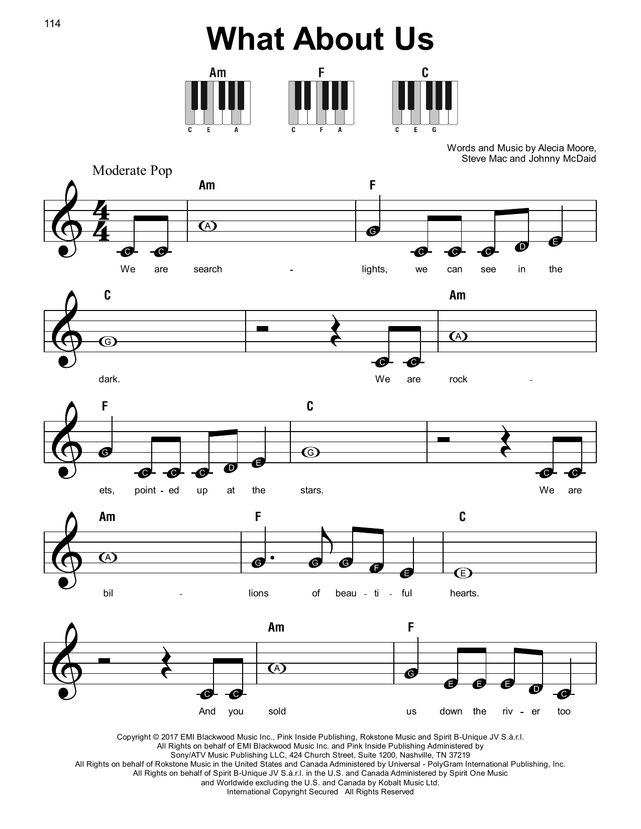 P!nk What About Us Sheet Music Notes & Chords for Clarinet Solo - Download or Print PDF