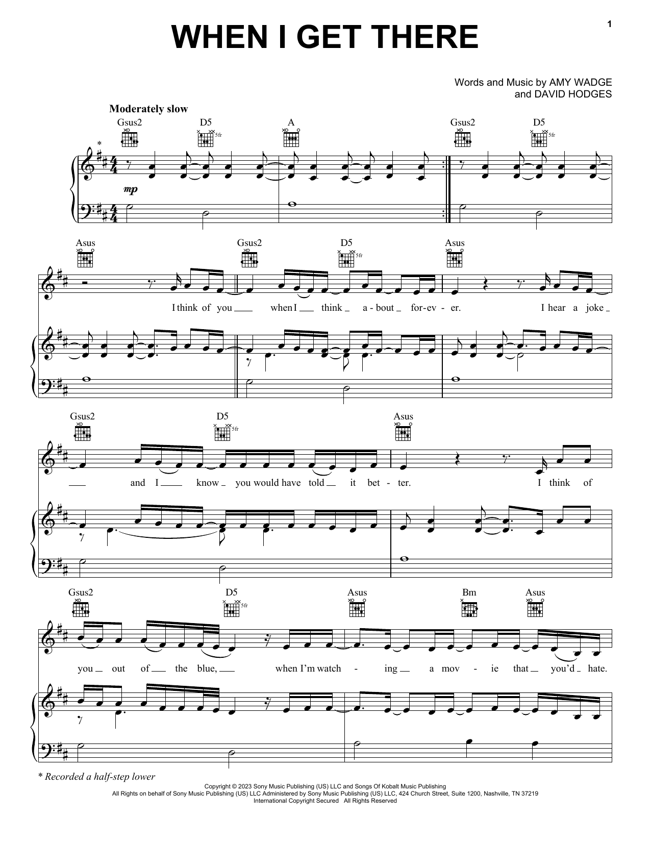 P!nk When I Get There Sheet Music Notes & Chords for Piano, Vocal & Guitar Chords (Right-Hand Melody) - Download or Print PDF