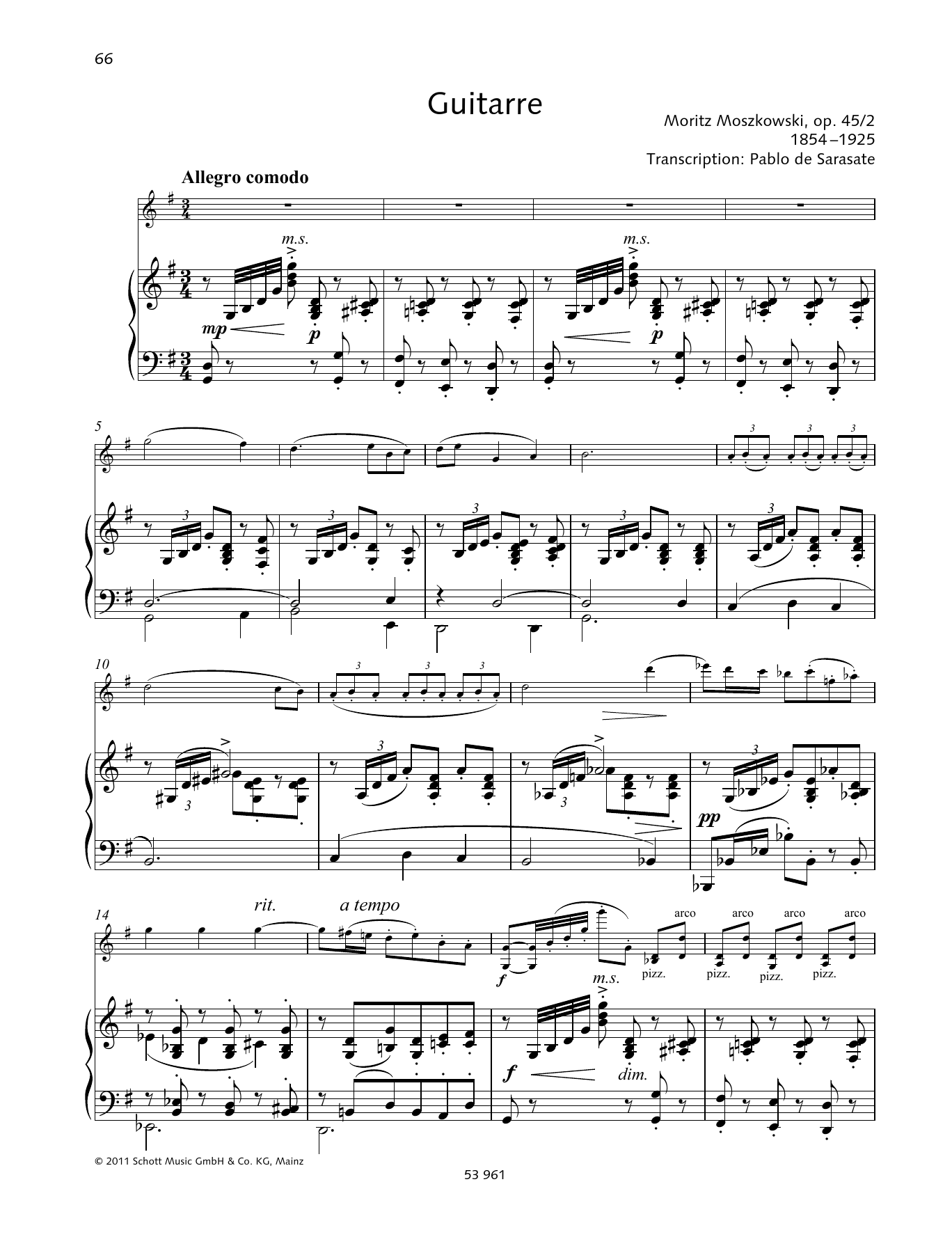 Pablo De Sarasate Guitarre Sheet Music Notes & Chords for String Solo - Download or Print PDF