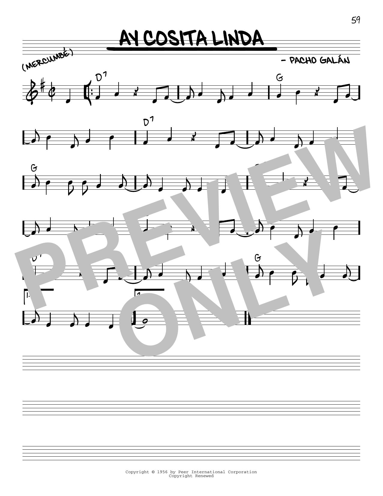 Pacho Galan Ay Cosita Linda Sheet Music Notes & Chords for Real Book – Melody & Chords - Download or Print PDF