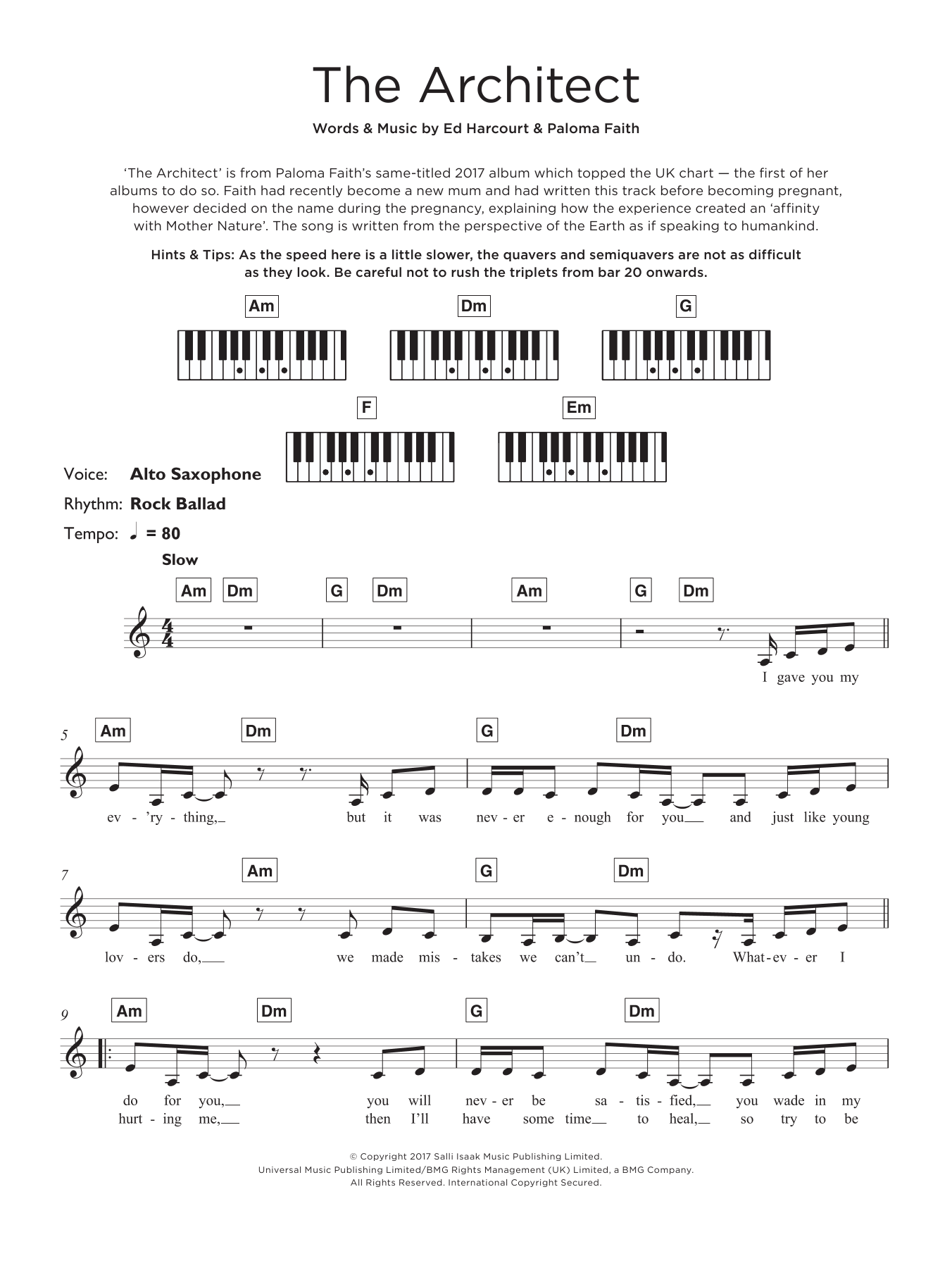 Paloma Faith The Architect Sheet Music Notes & Chords for Beginner Piano - Download or Print PDF