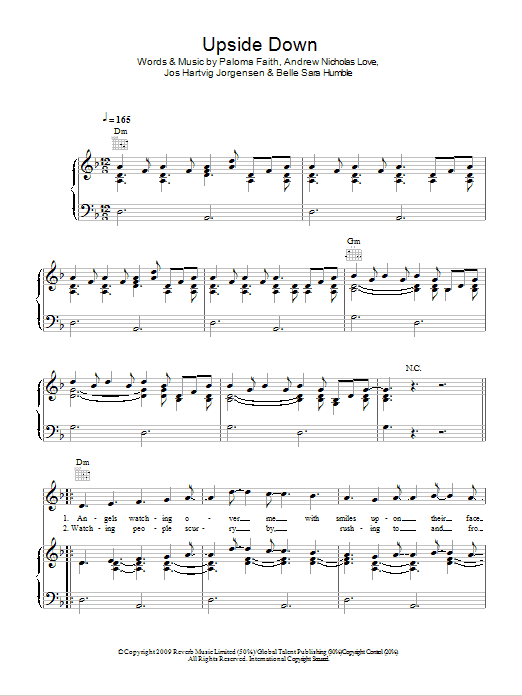 Paloma Faith Upside Down Sheet Music Notes & Chords for Piano, Vocal & Guitar (Right-Hand Melody) - Download or Print PDF