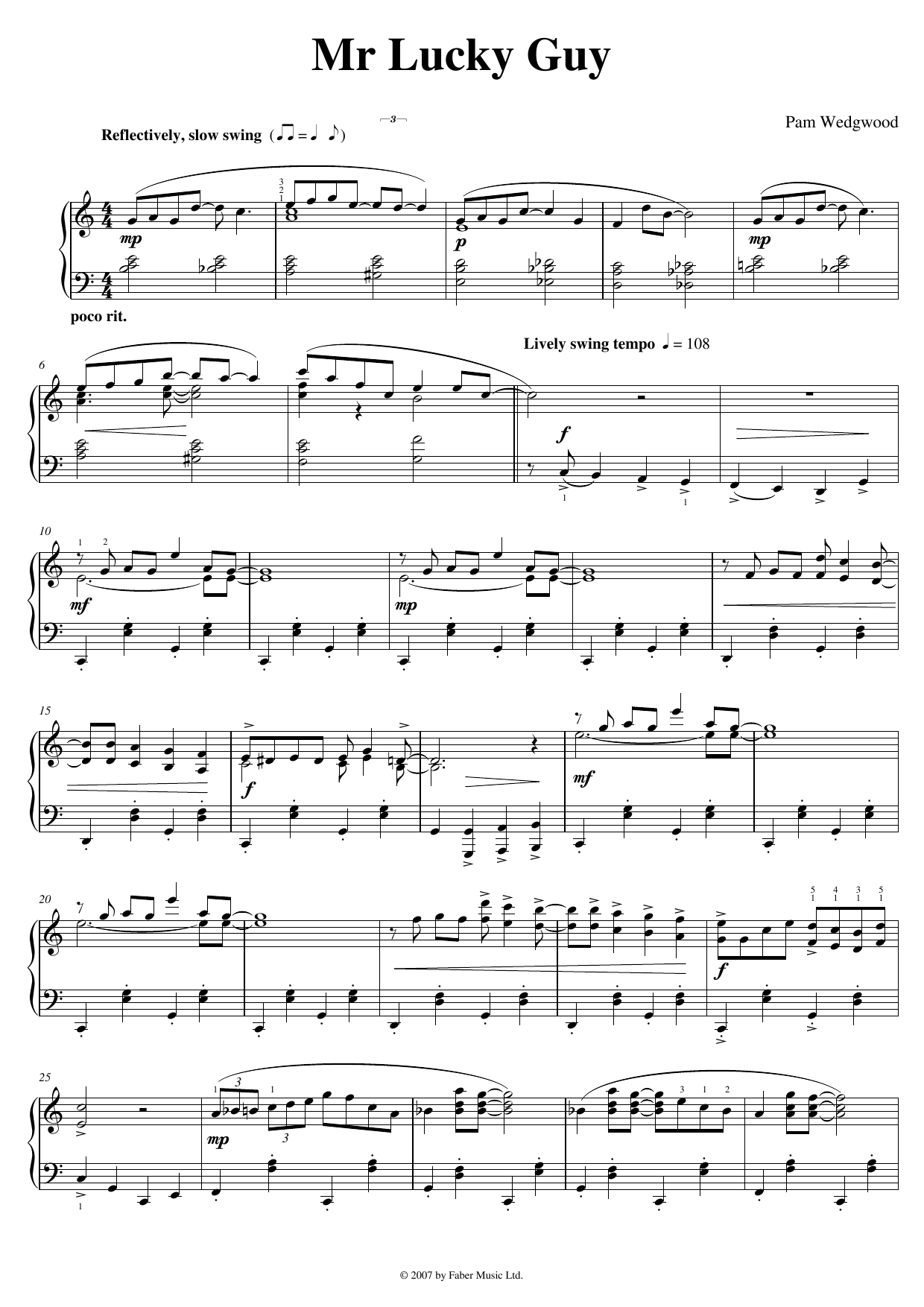Pam Wedgwood Mr. Lucky Guy Sheet Music Notes & Chords for Piano Solo - Download or Print PDF