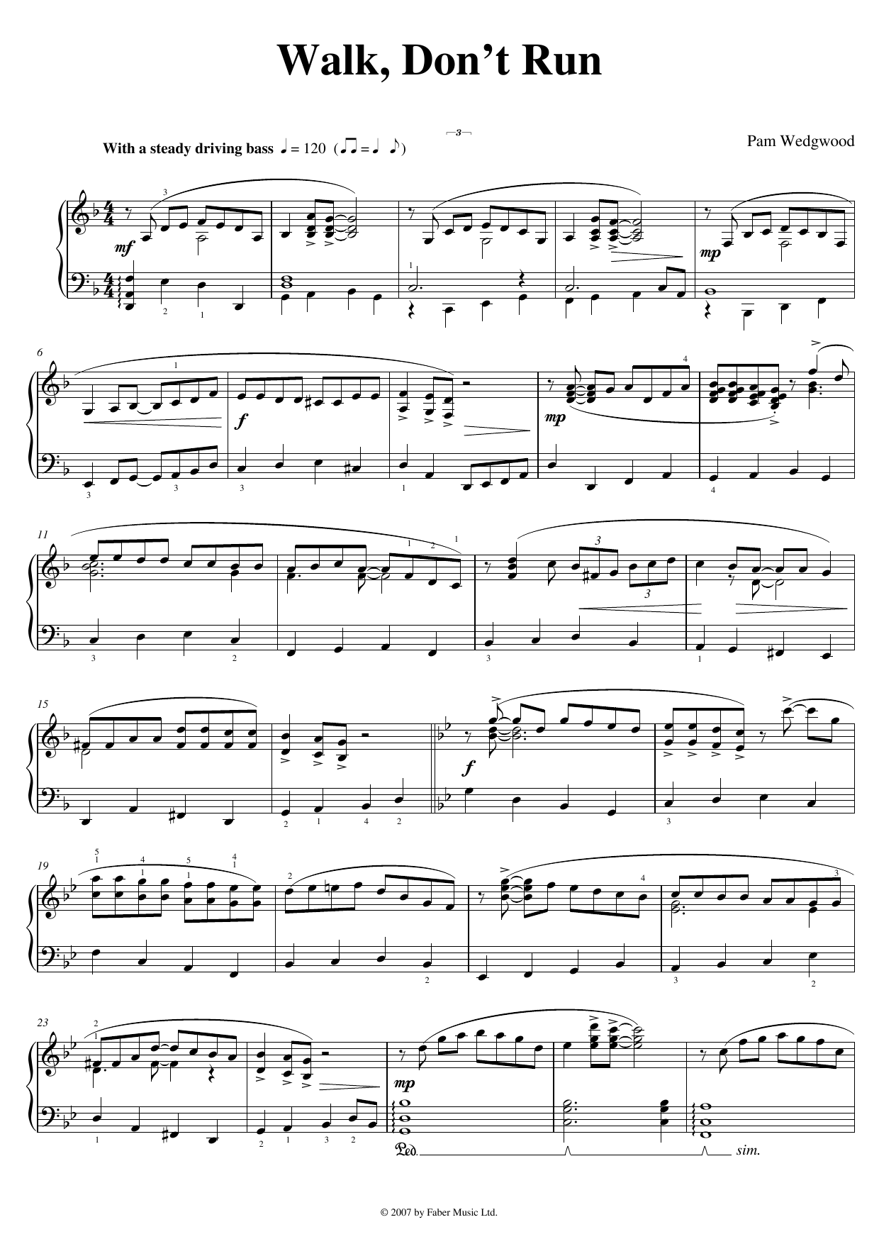 Pam Wedgwood Walk Don't Run Sheet Music Notes & Chords for Piano Solo - Download or Print PDF