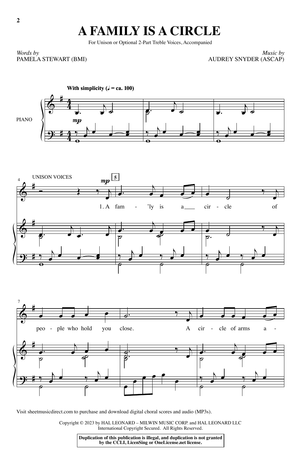 Pamela Stewart & Audrey Snyder A Family Is A Circle Sheet Music Notes & Chords for Choir - Download or Print PDF